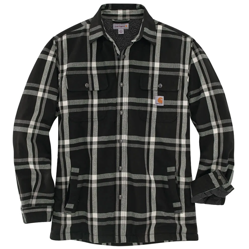 104452 - Carhartt Men's Relaxed Fit Flannel Sherpa Lined Plaid Shirt Jac