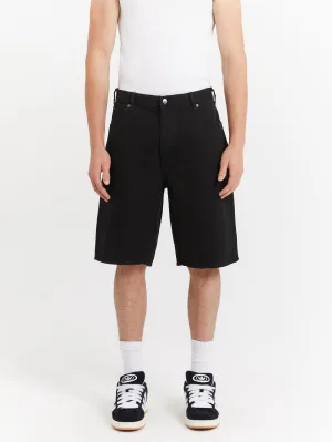 11" Relaxed Fit Denim Shorts in Black