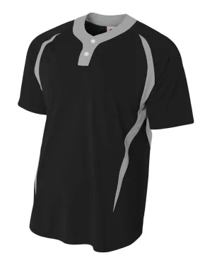 A4 NB4229 Youth 2-Button Color Block Henley - Black Silver