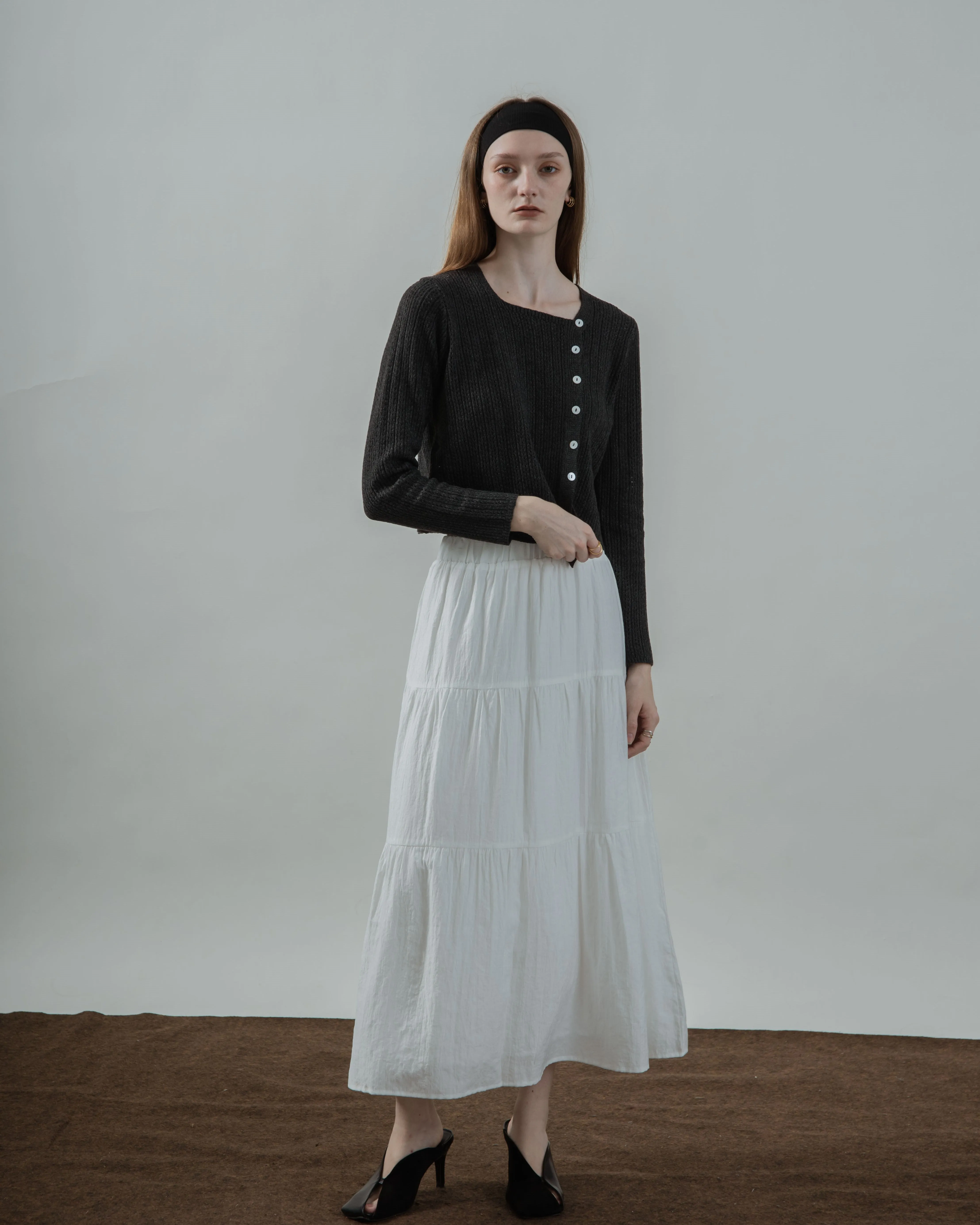 Ada Layered Maxi Skirt (White)