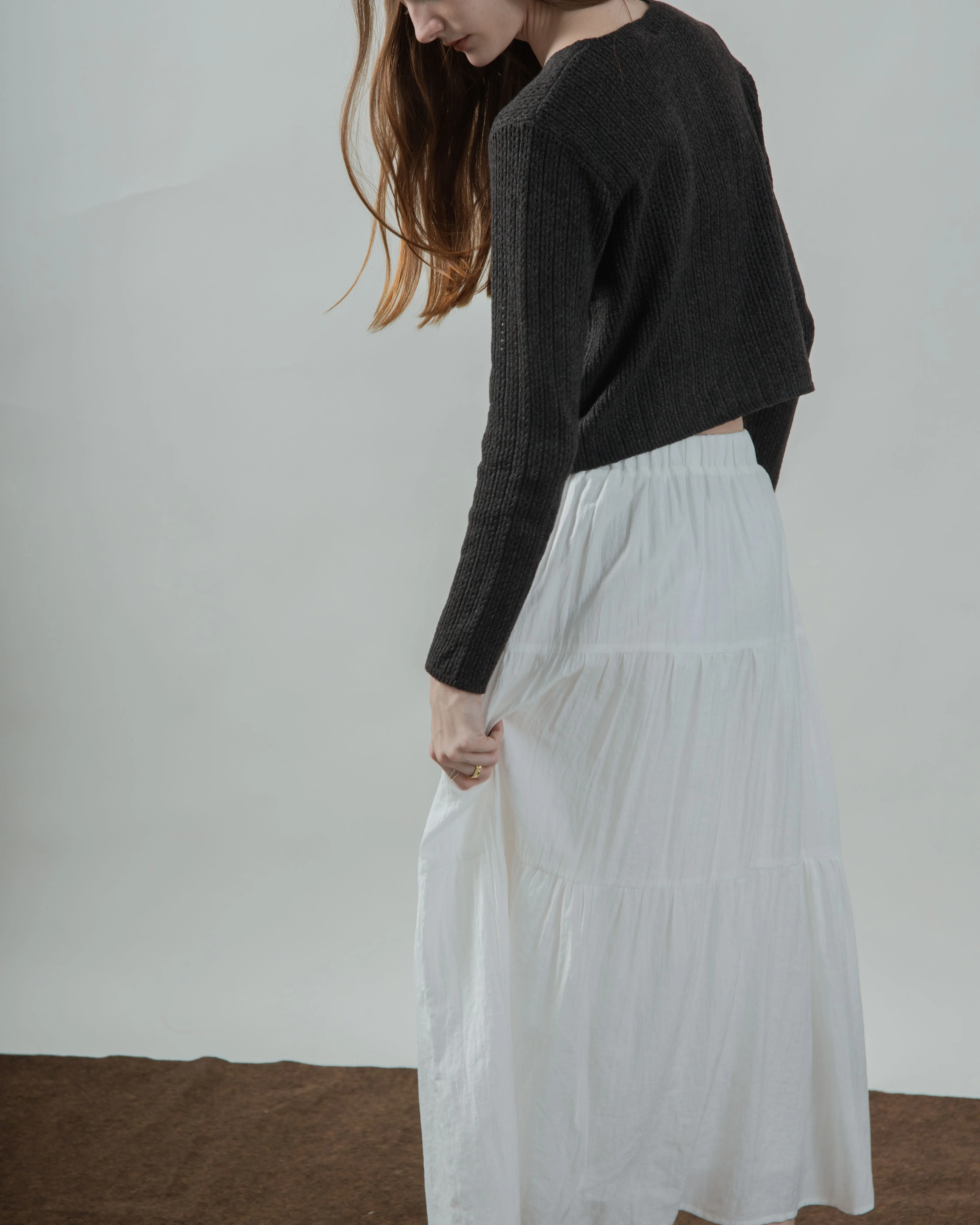 Ada Layered Maxi Skirt (White)