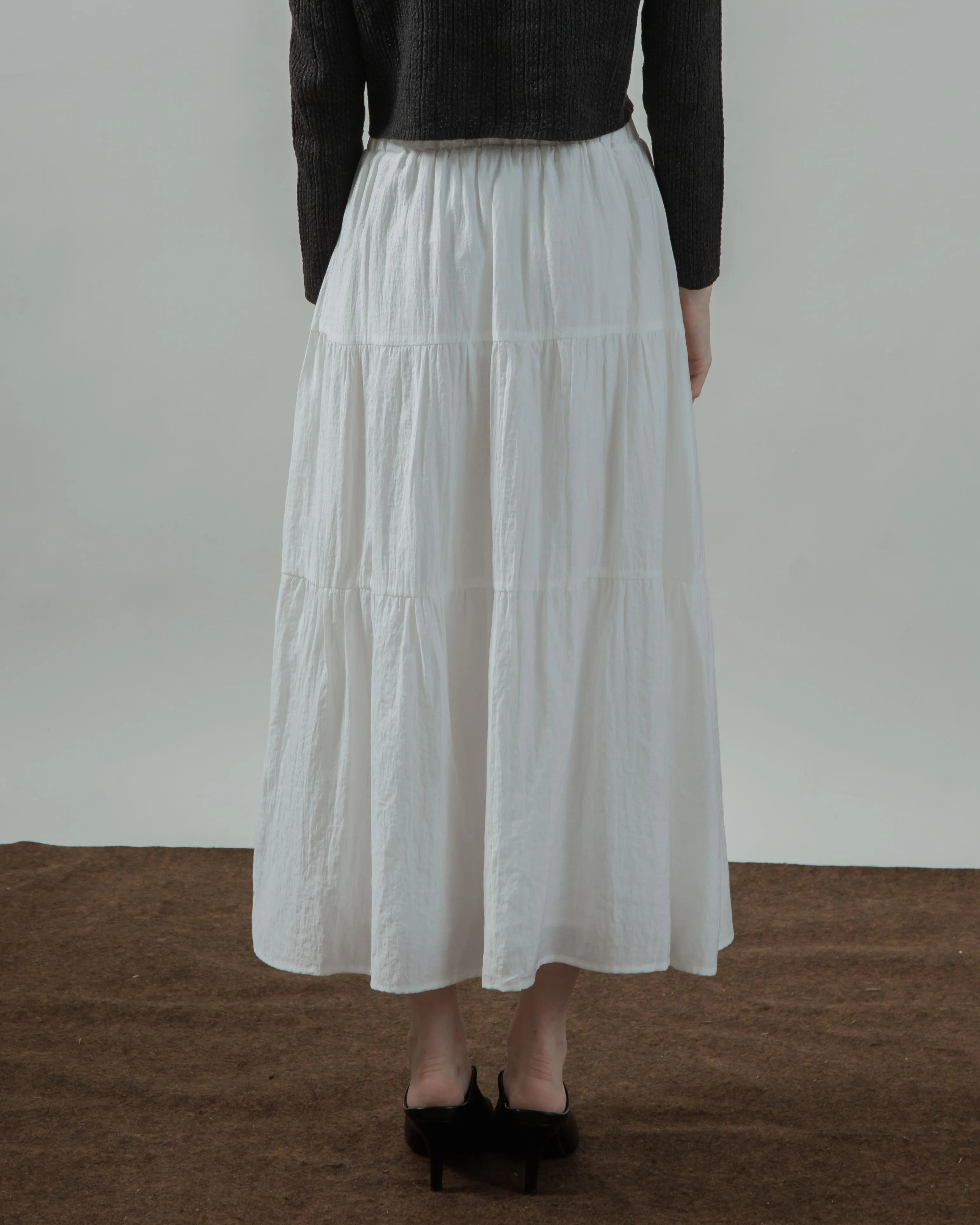 Ada Layered Maxi Skirt (White)