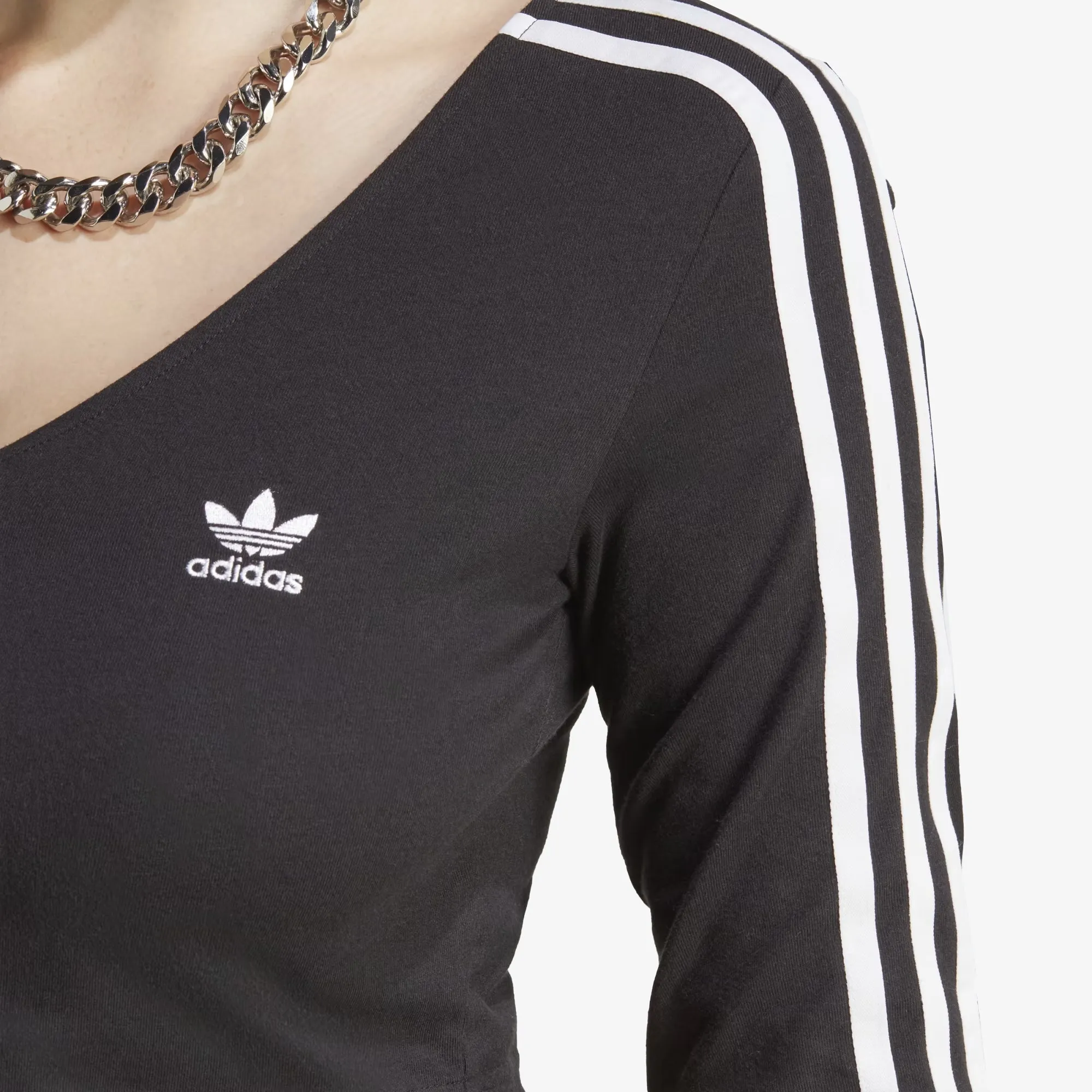 Adidas Originals | WMN'S ADICOLOR CLASSICS 3-STRIPES BUTTON LONG SLEEVE TEE  { BLACK