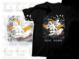 Anime Goku and Vegeta Intense Battle Graphic Png Digital Download