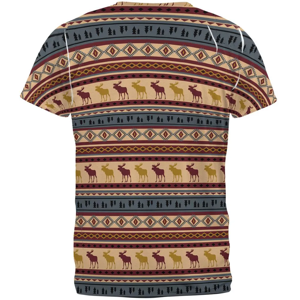 Autumn Moose Adirondack Pattern All Over Mens T Shirt