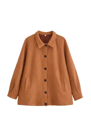 'Avery' Suede Collared Relaxed Fit Jacket