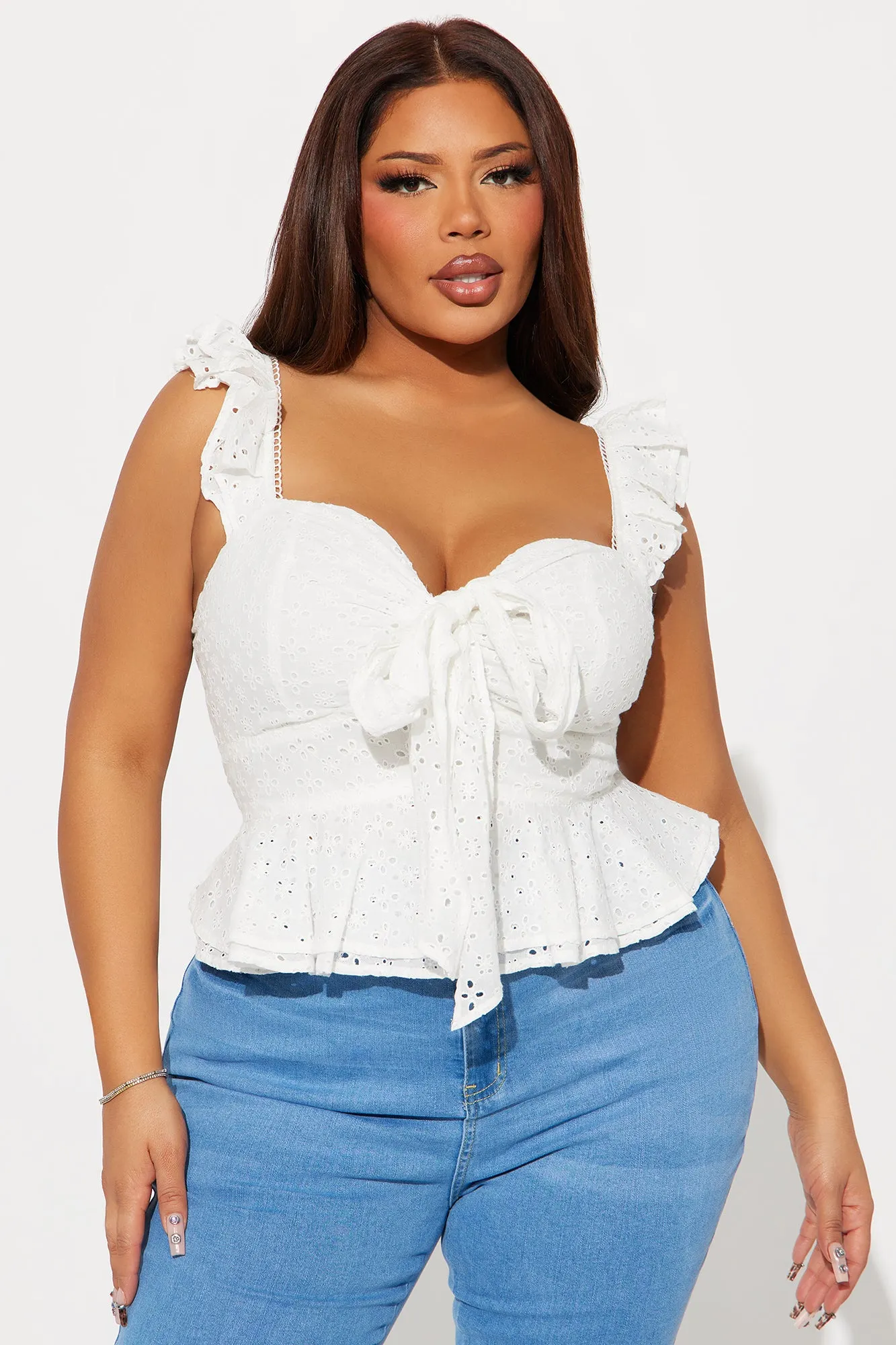 Baby Girl Eyelet Peplum Blouse Top - White