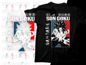Black Haired Fighting Son Goku Anime Graphic Png Digital Download