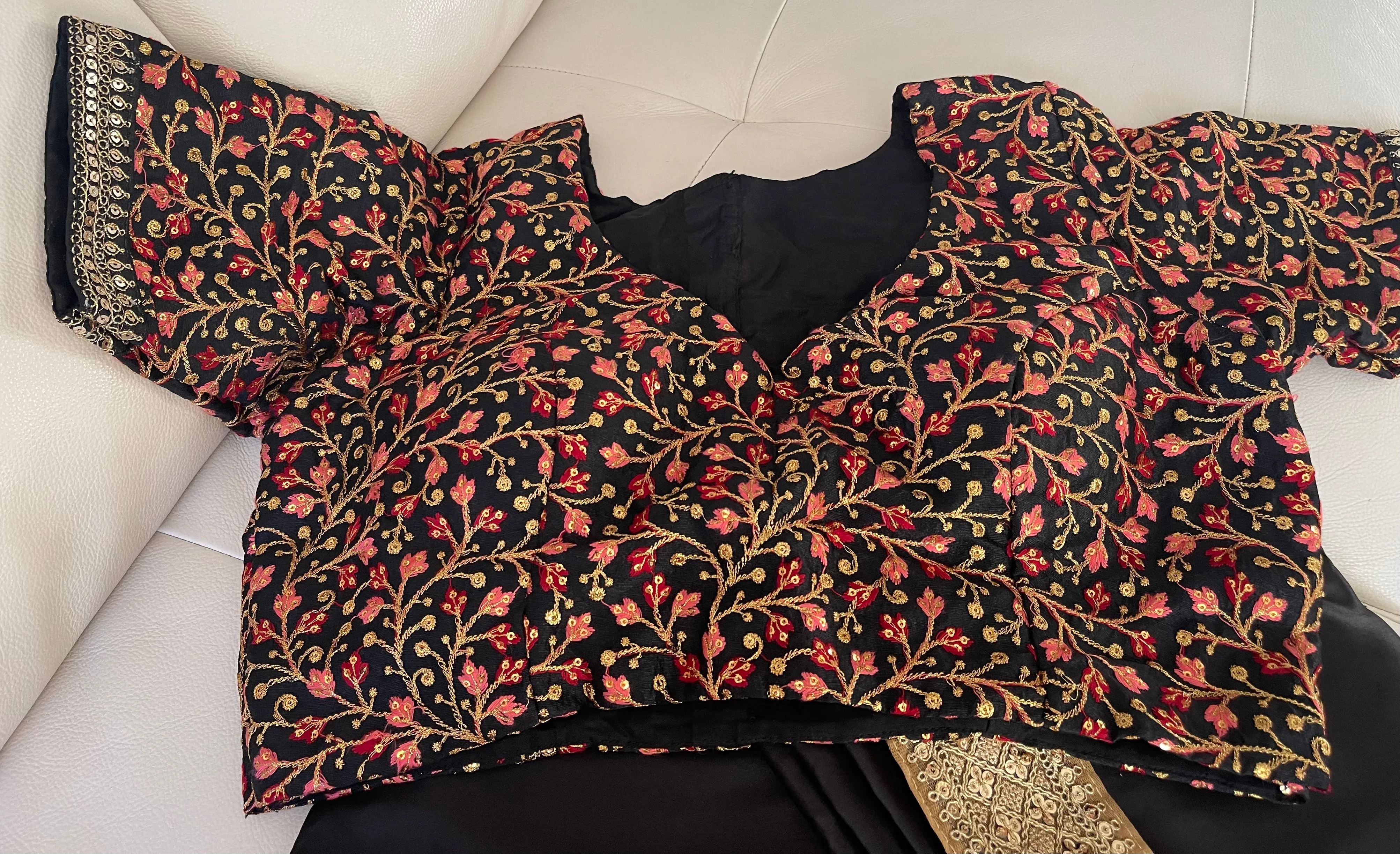 Black Multicolor Embroidered Blouse