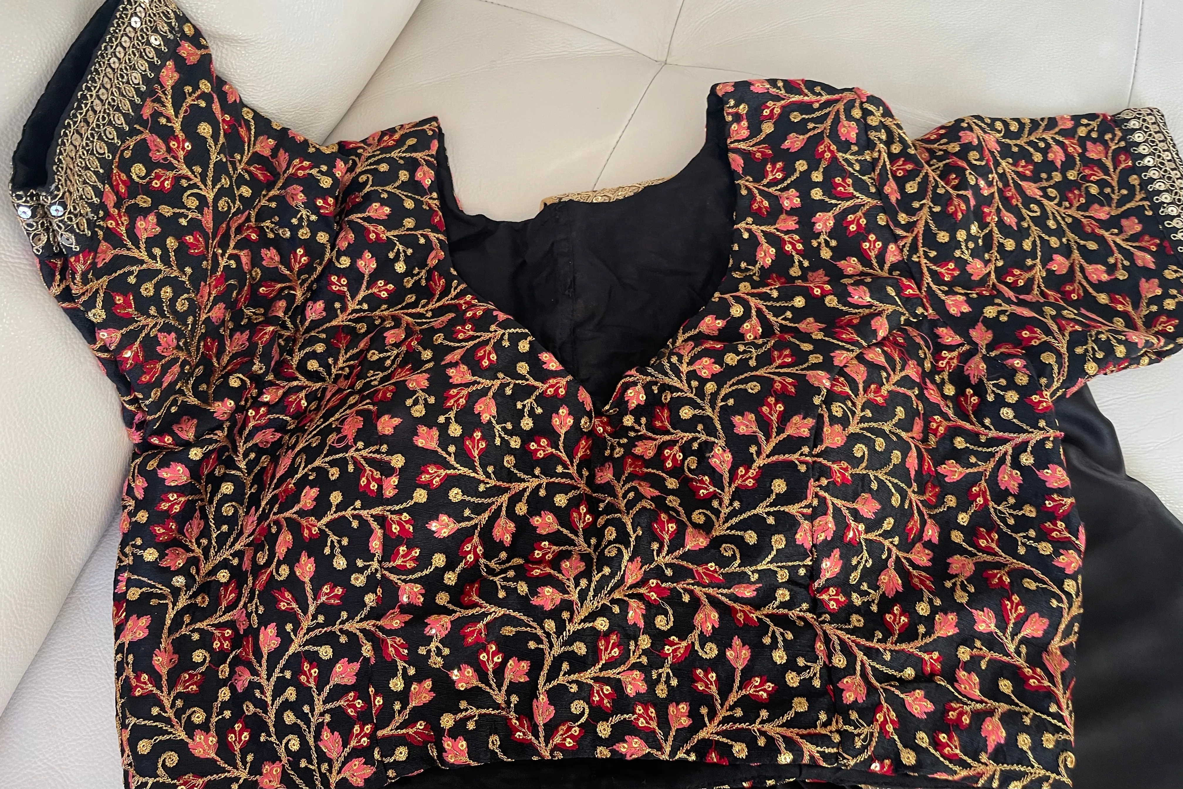Black Multicolor Embroidered Blouse
