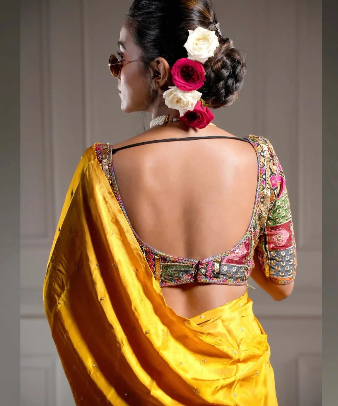 Black Multicolored Georgette Embroidered Blouse