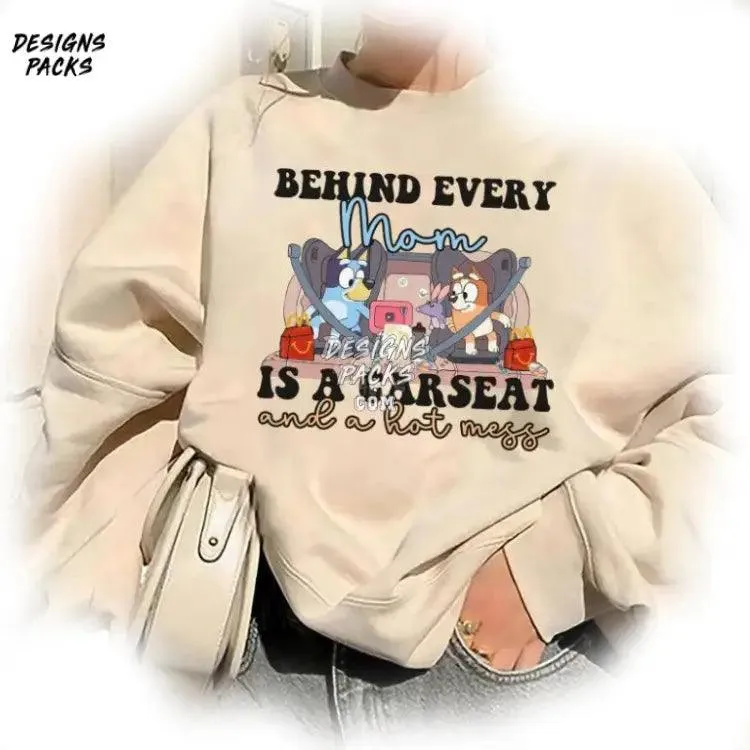 Bluey and Bingo Adult Bluey Family Bluey Mama Behind Every Mama Is A Car seat Hotmess PNG Design
