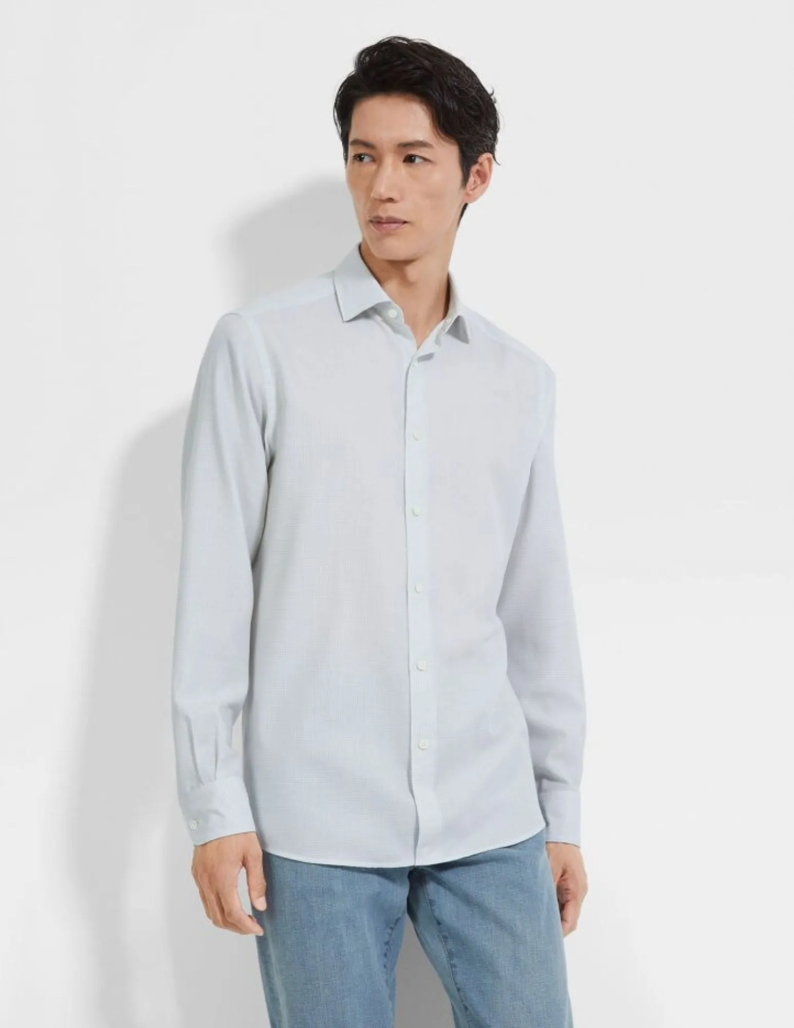 Cashco Shirt | Light Blue/Off White