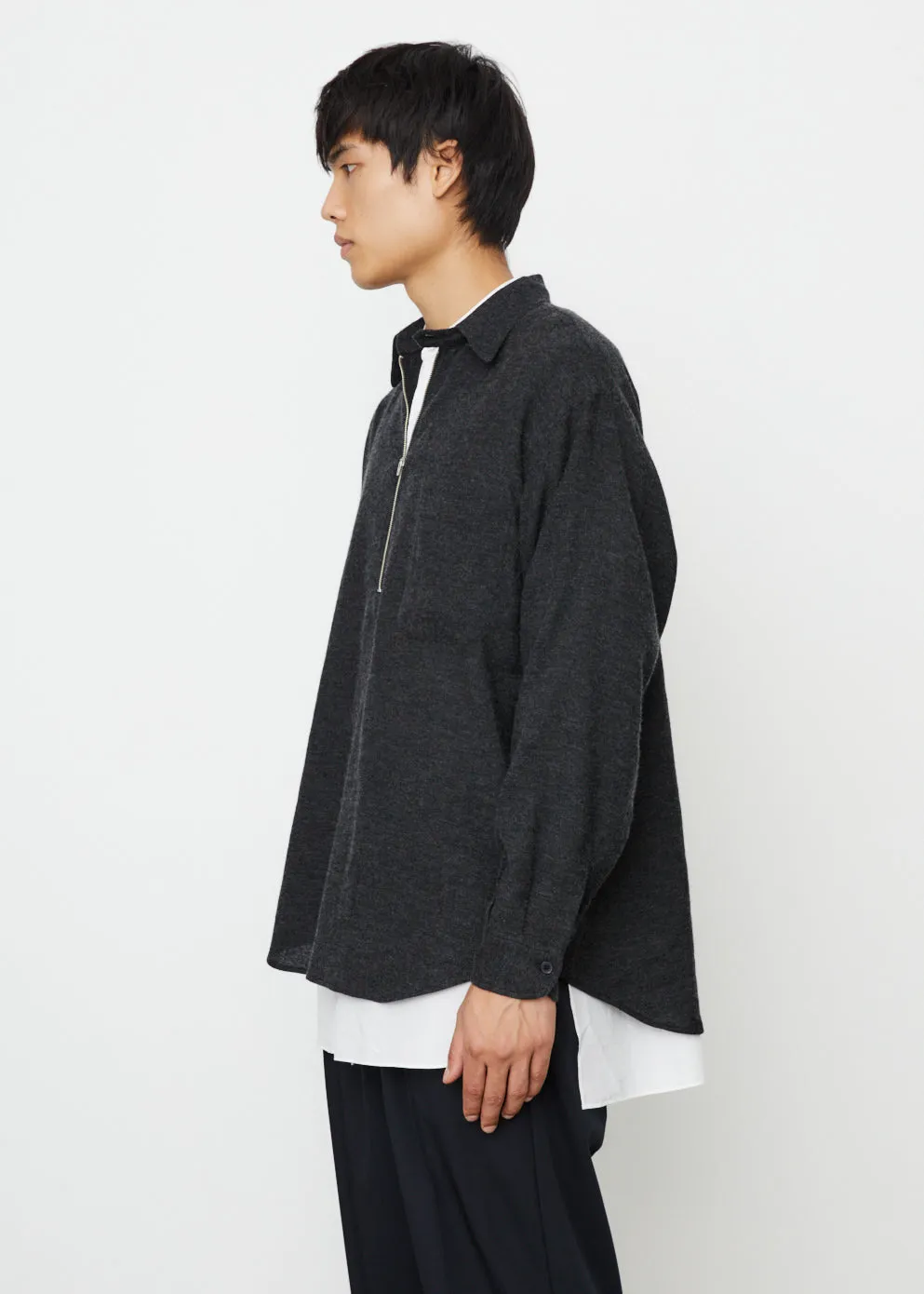 Cashmere-Washi Half-Zip Shirt