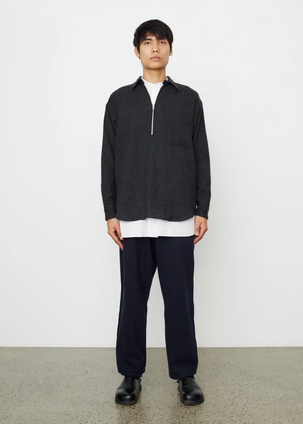 Cashmere-Washi Half-Zip Shirt