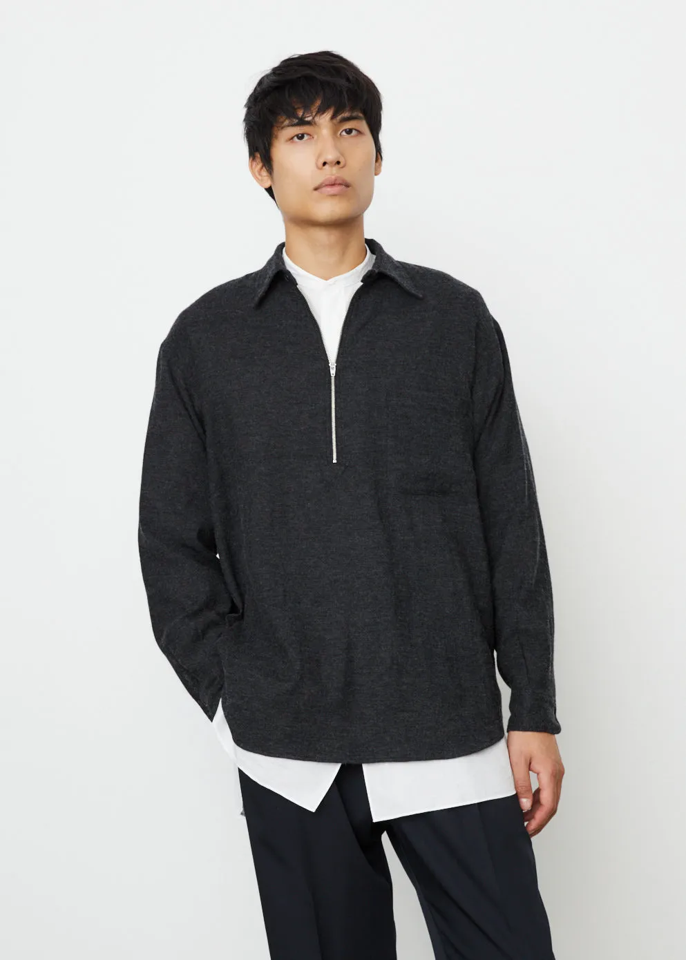 Cashmere-Washi Half-Zip Shirt