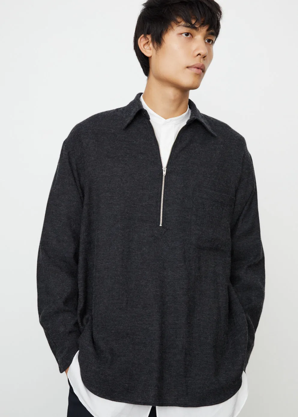 Cashmere-Washi Half-Zip Shirt