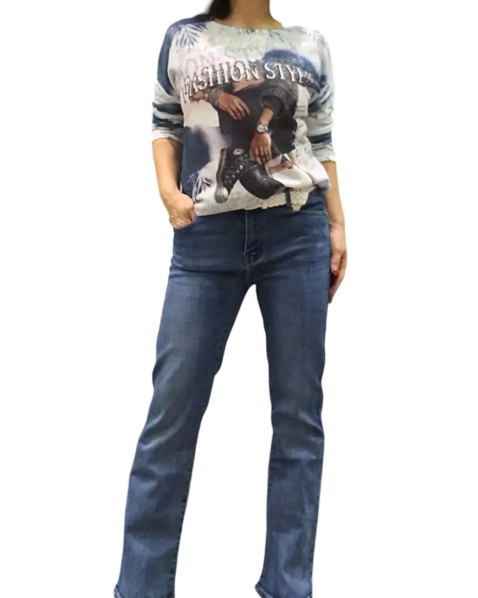 Chandail manche longue bleu « fashion style »
