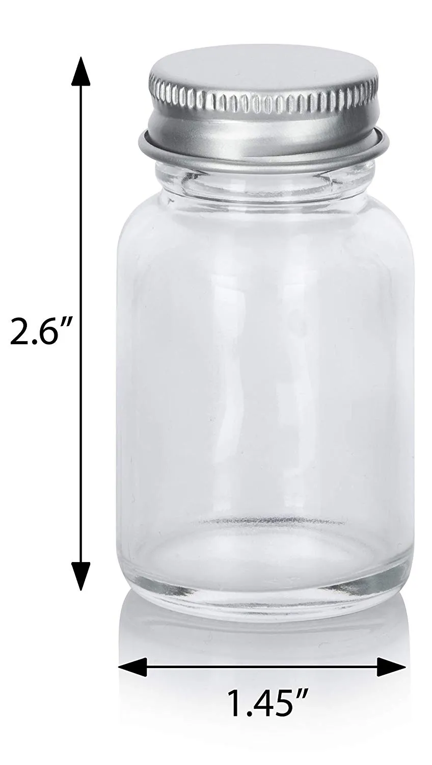 Clear Glass Wide Mouth Screw Bottle with Silver Metal Cap (12 Pack)
