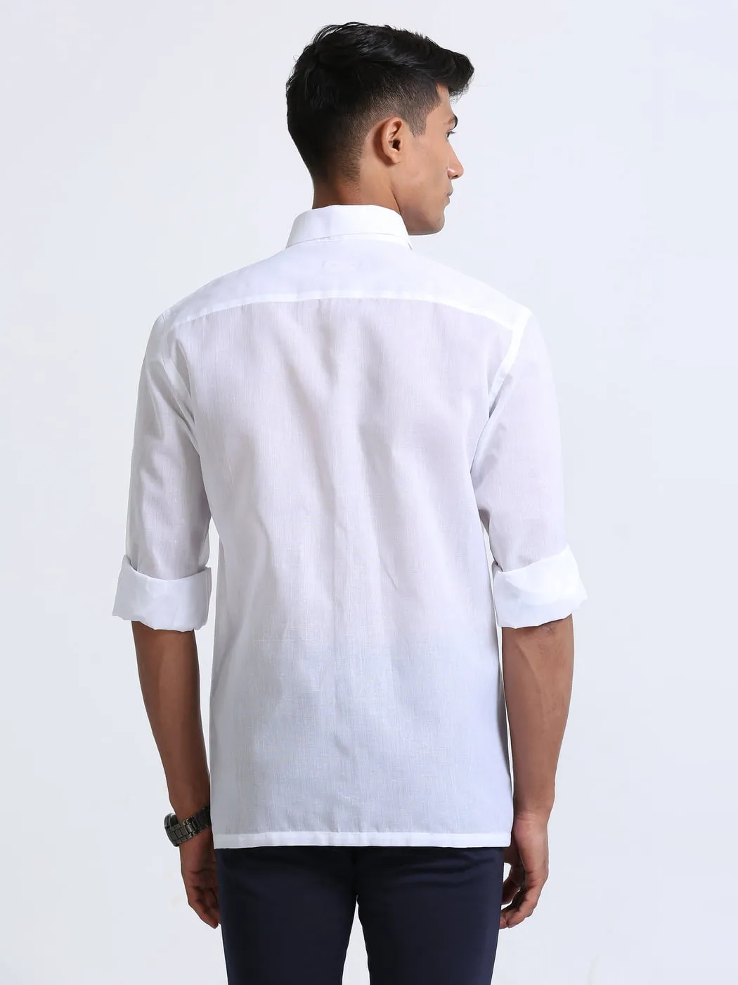 Cotton Linen White Shirt Full Sleeve