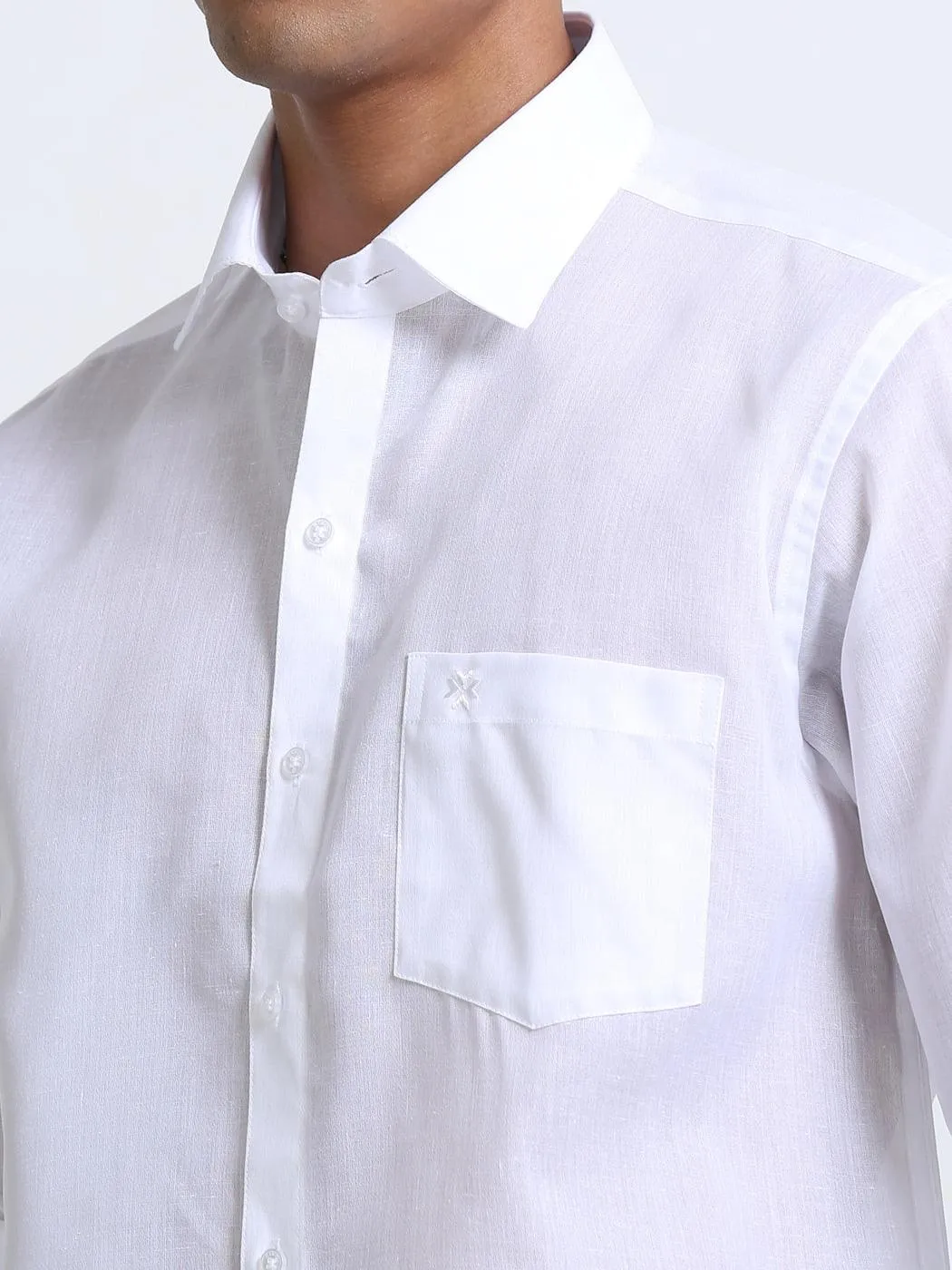 Cotton Linen White Shirt Full Sleeve