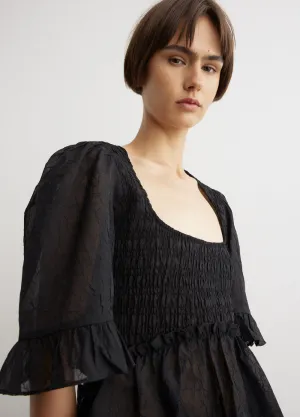 Crinkled Georgette Smock Blouse