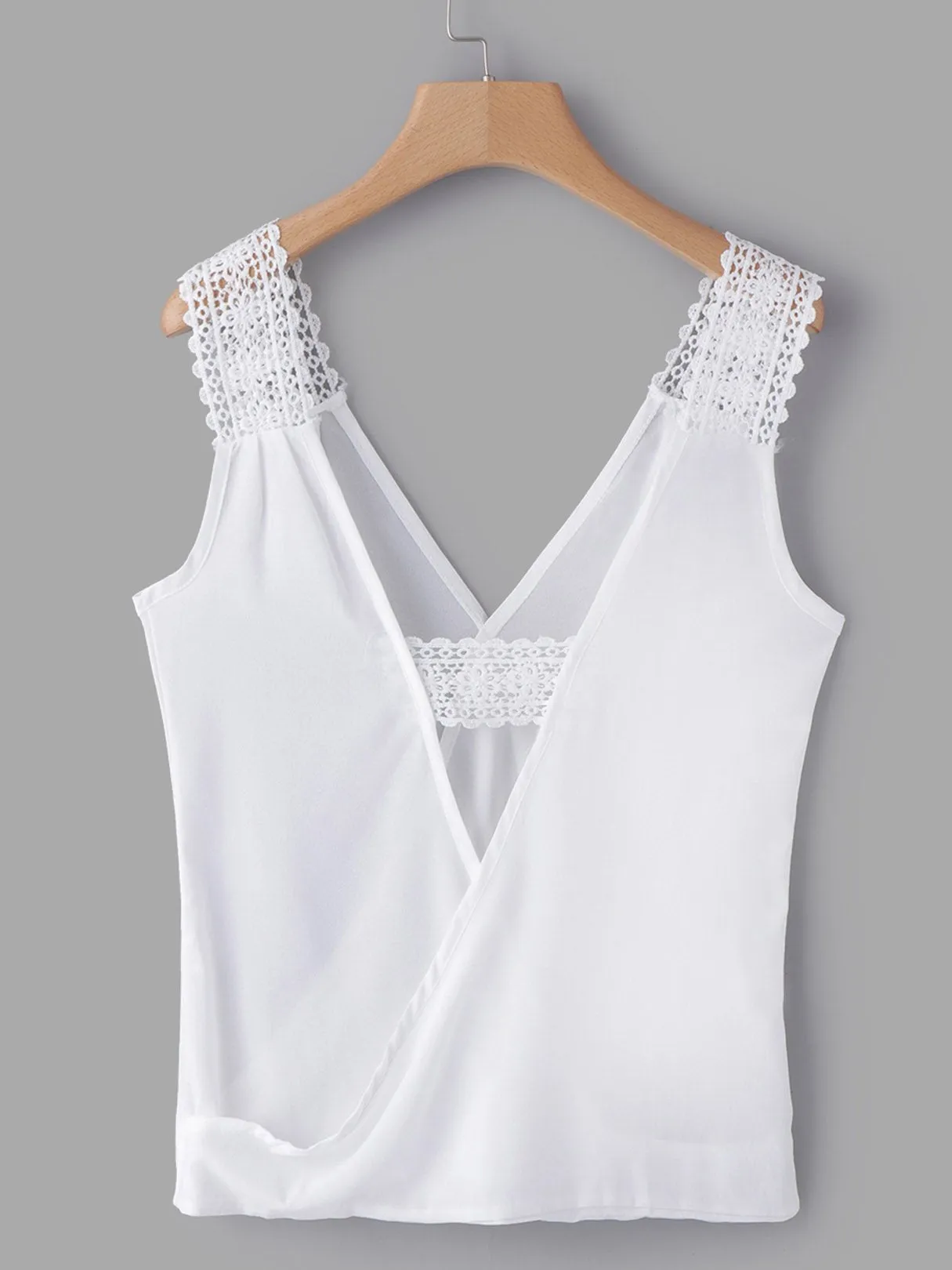 Custom Deep V Neck Plain Backless Sleeveless White Blouses