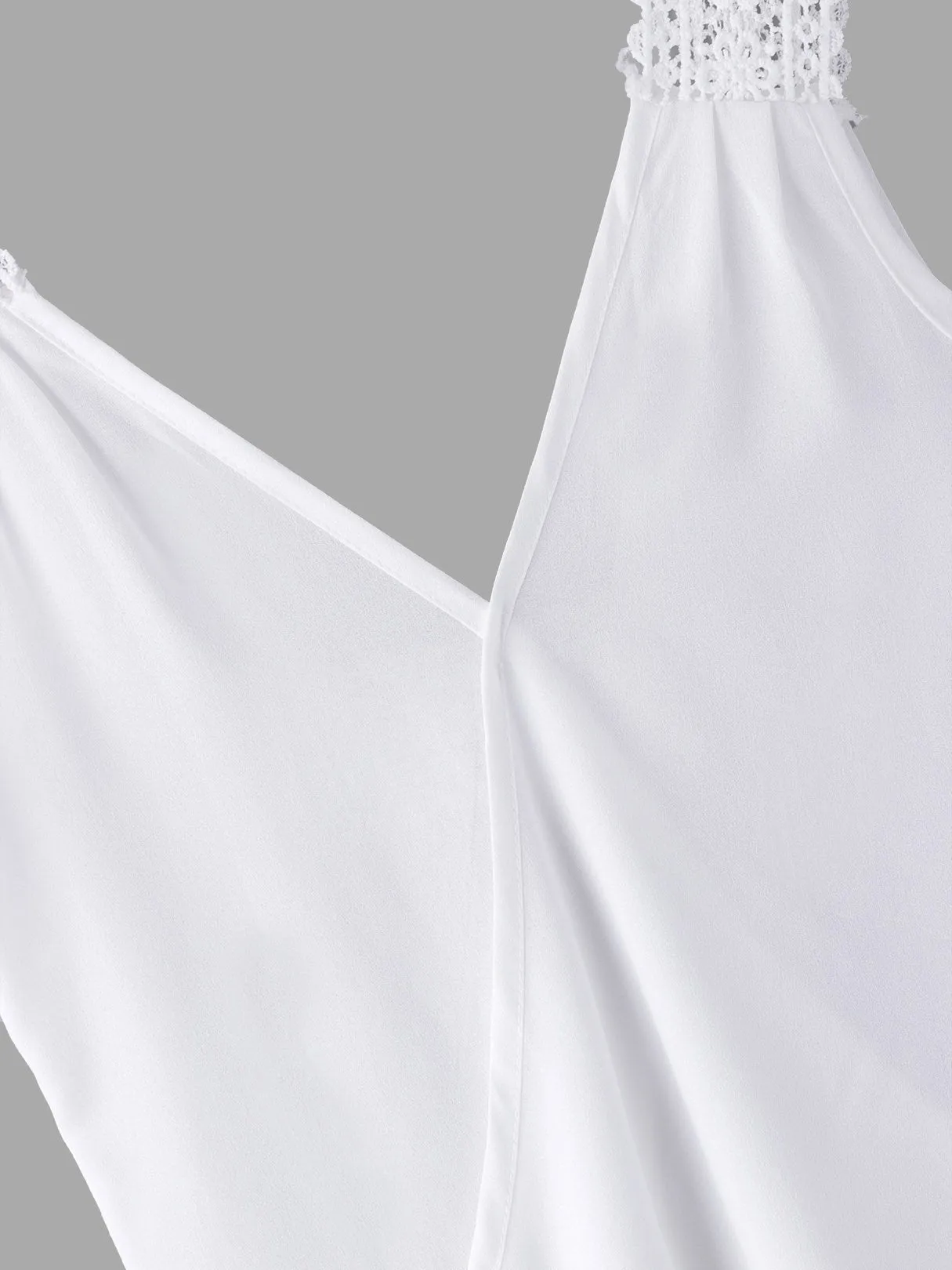 Custom Deep V Neck Plain Backless Sleeveless White Blouses
