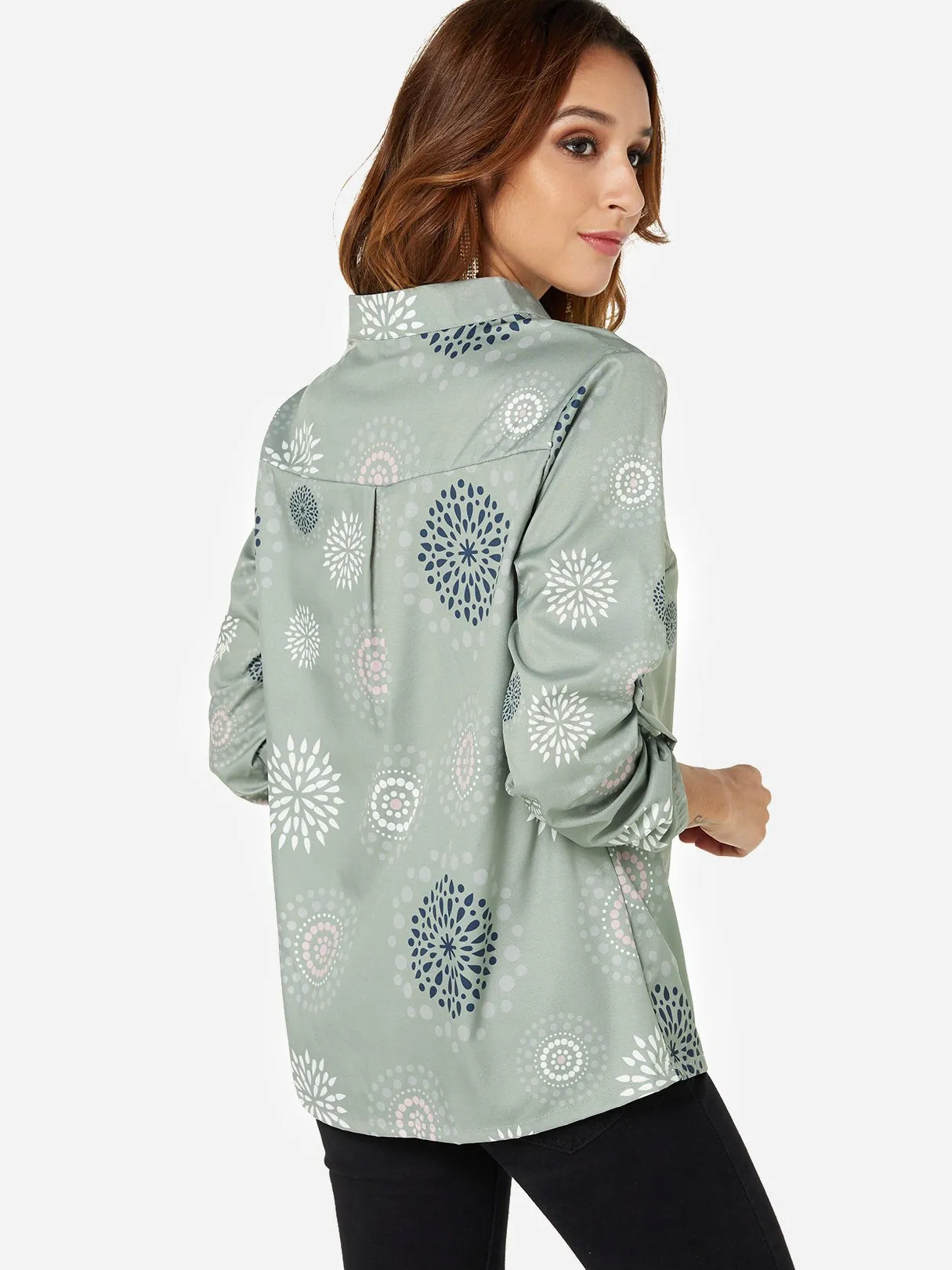 Custom Random Tribal Print V-Neck Long Sleeves Shirt