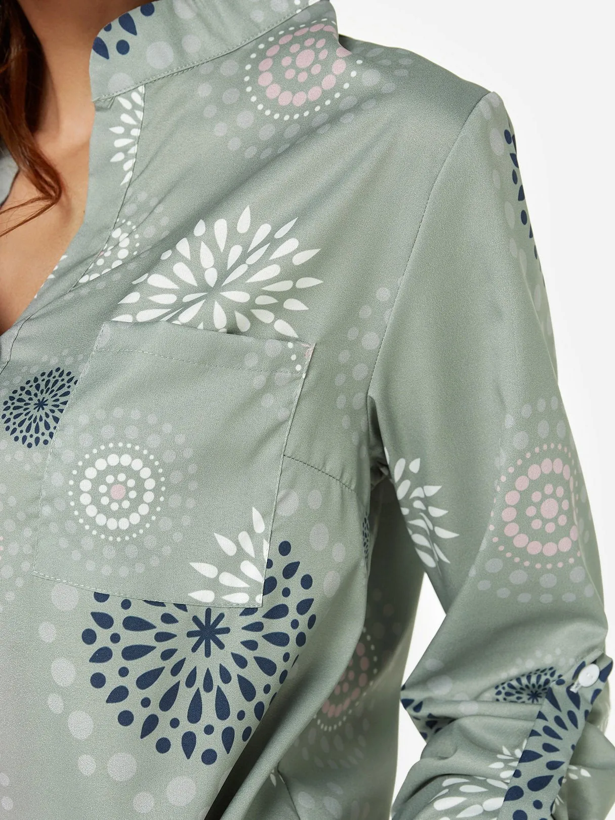 Custom Random Tribal Print V-Neck Long Sleeves Shirt