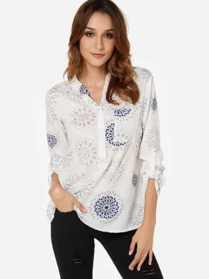 Custom Random Tribal Print V-Neck Long Sleeves Shirt