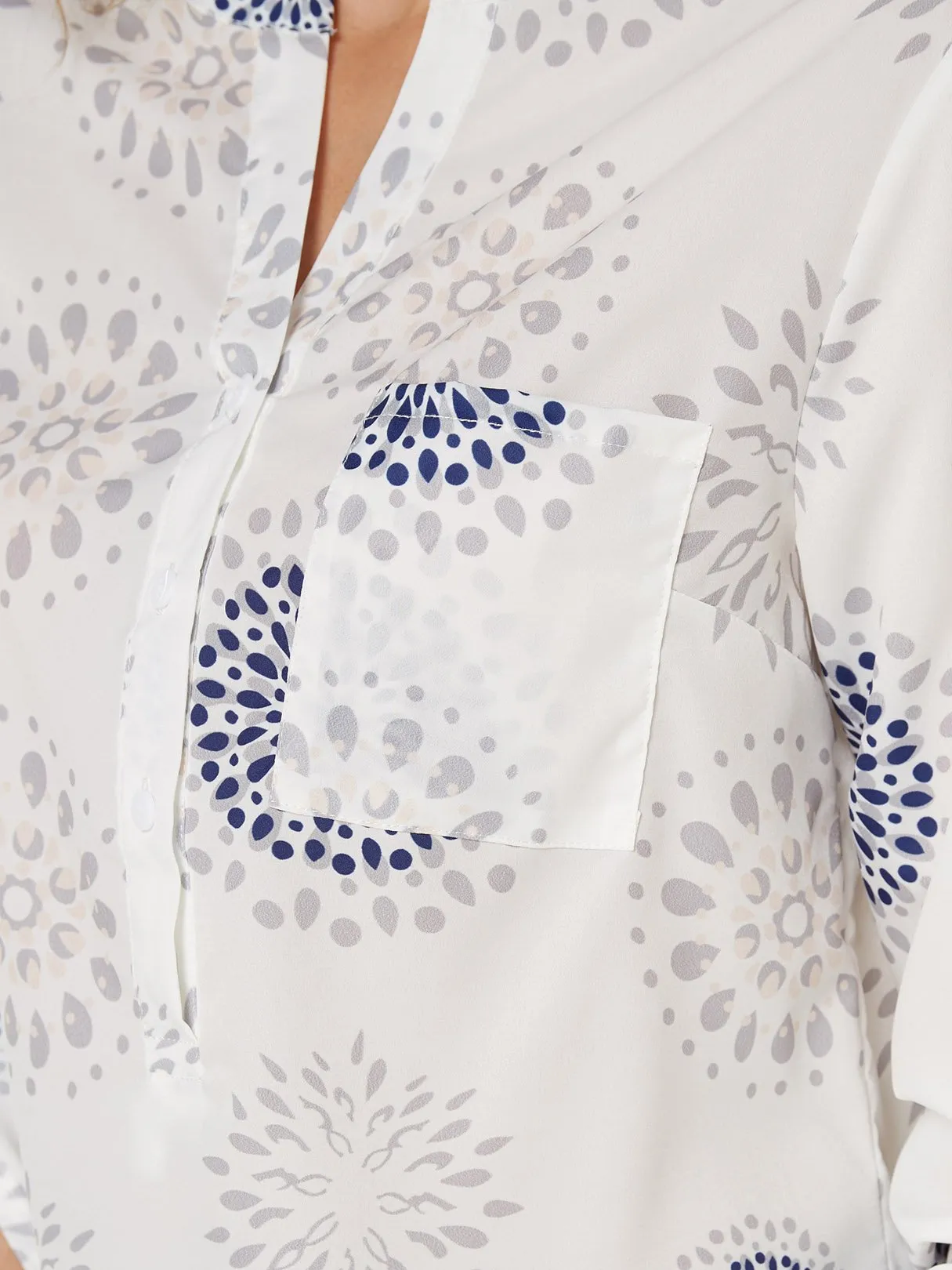 Custom Random Tribal Print V-Neck Long Sleeves Shirt