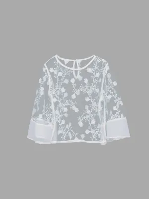 Custom Round Neck 3/4 Sleeve White Top