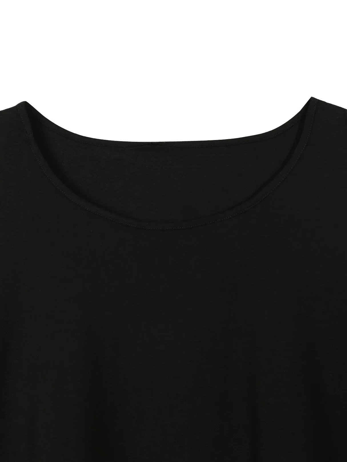 Custom Round Neck Cold Shoulder Half Sleeve Black Blouses