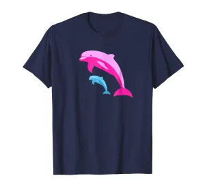 Cute Dolphins T-shirt Fun Mother Son Duo