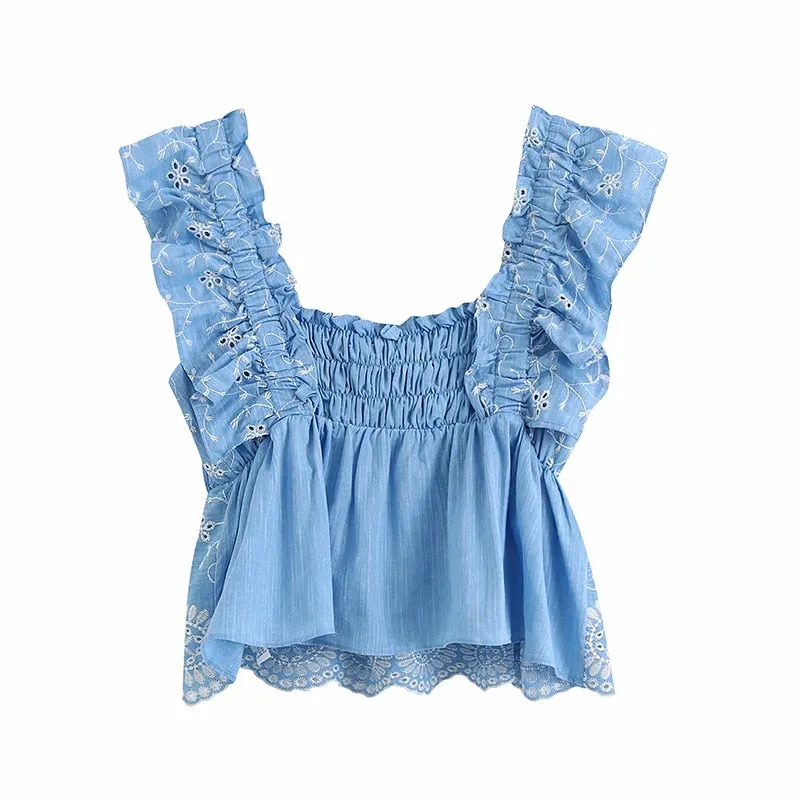 EMBROIDERY CROP TOP