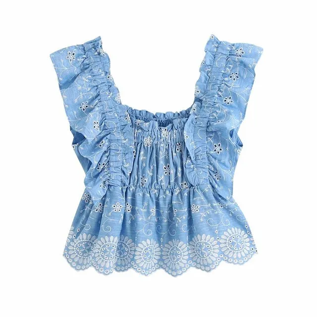 EMBROIDERY CROP TOP