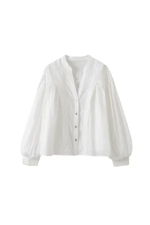 'Esther' Embroidery Long-Sleeved Blouse
