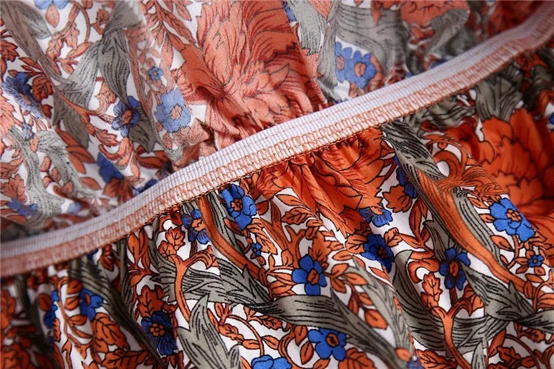 FLORAL RUFFLED CROPPED BLOUSE