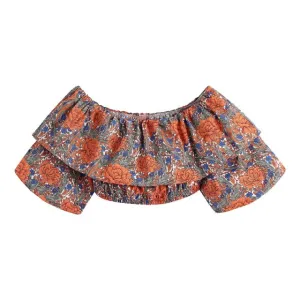 FLORAL RUFFLED CROPPED BLOUSE