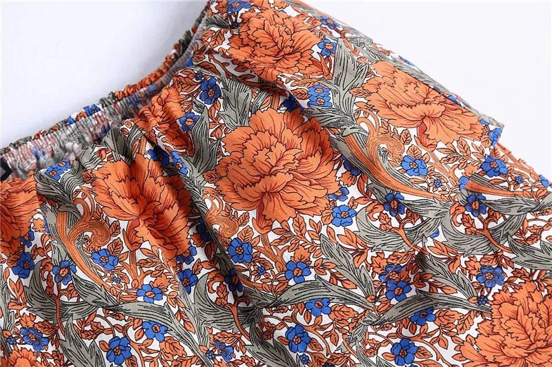 FLORAL RUFFLED CROPPED BLOUSE
