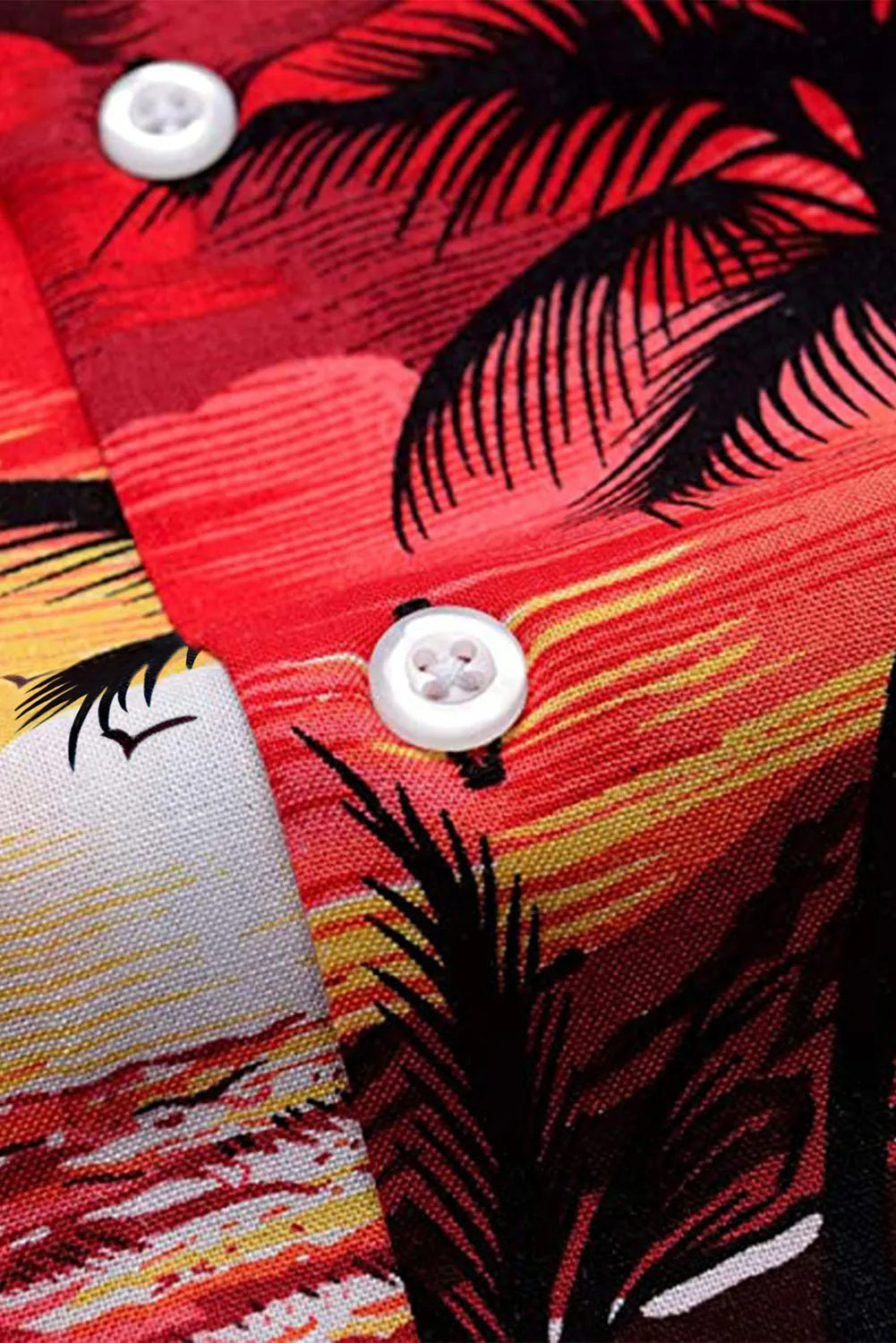 Floral Scenery Pattern Print Buttons Short Sleeve Men's Shirt