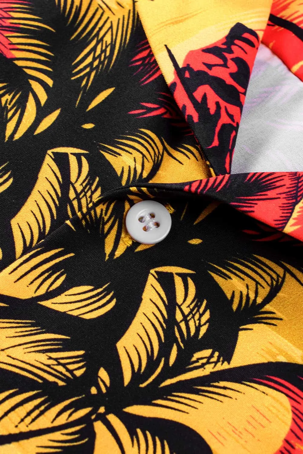 Floral Scenery Pattern Print Buttons Short Sleeve Men's Shirt