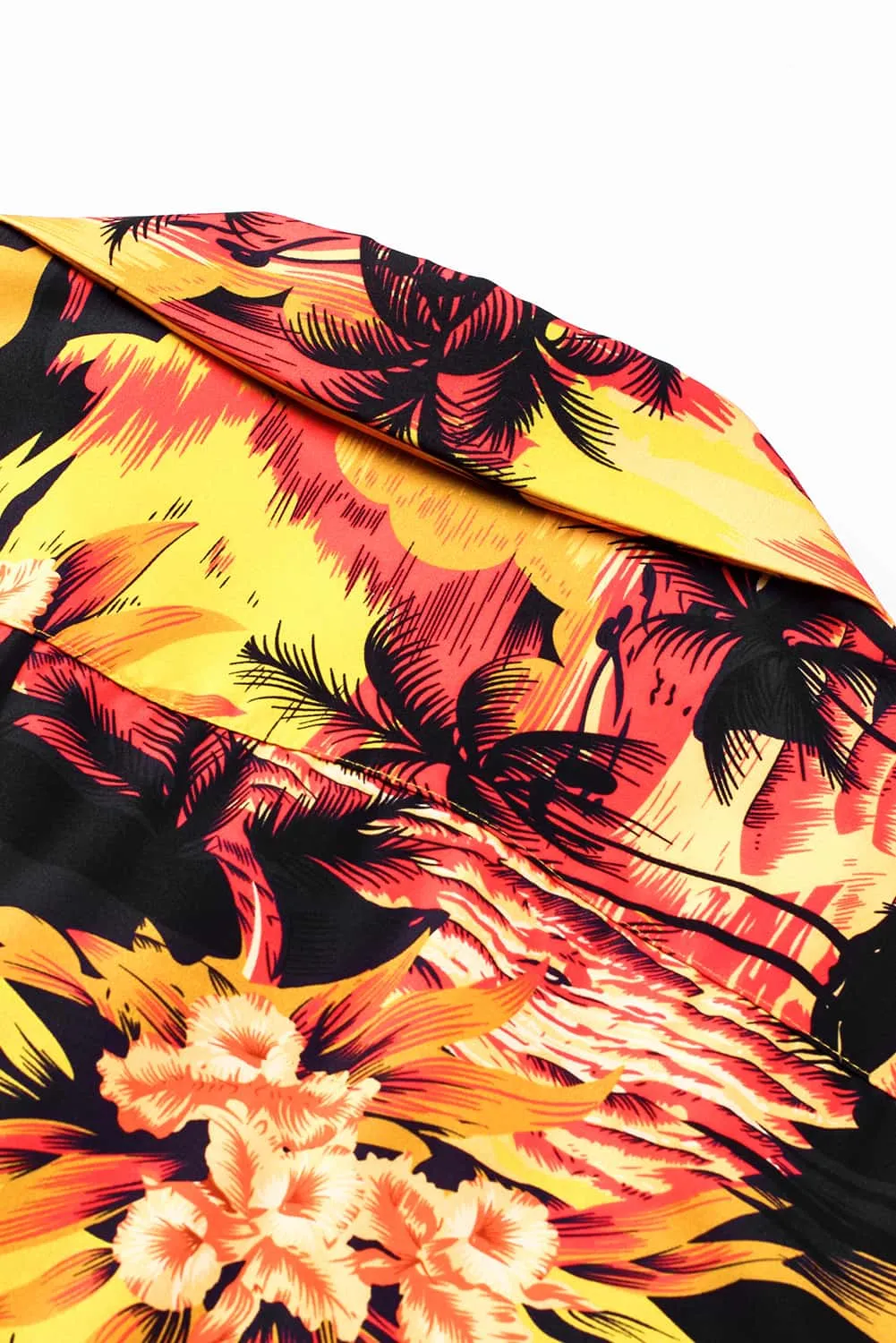 Floral Scenery Pattern Print Buttons Short Sleeve Men's Shirt