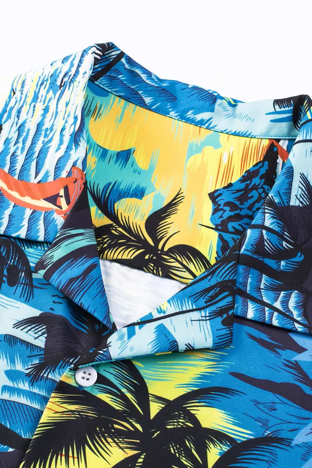 Floral Scenery Pattern Print Buttons Short Sleeve Men's Shirt