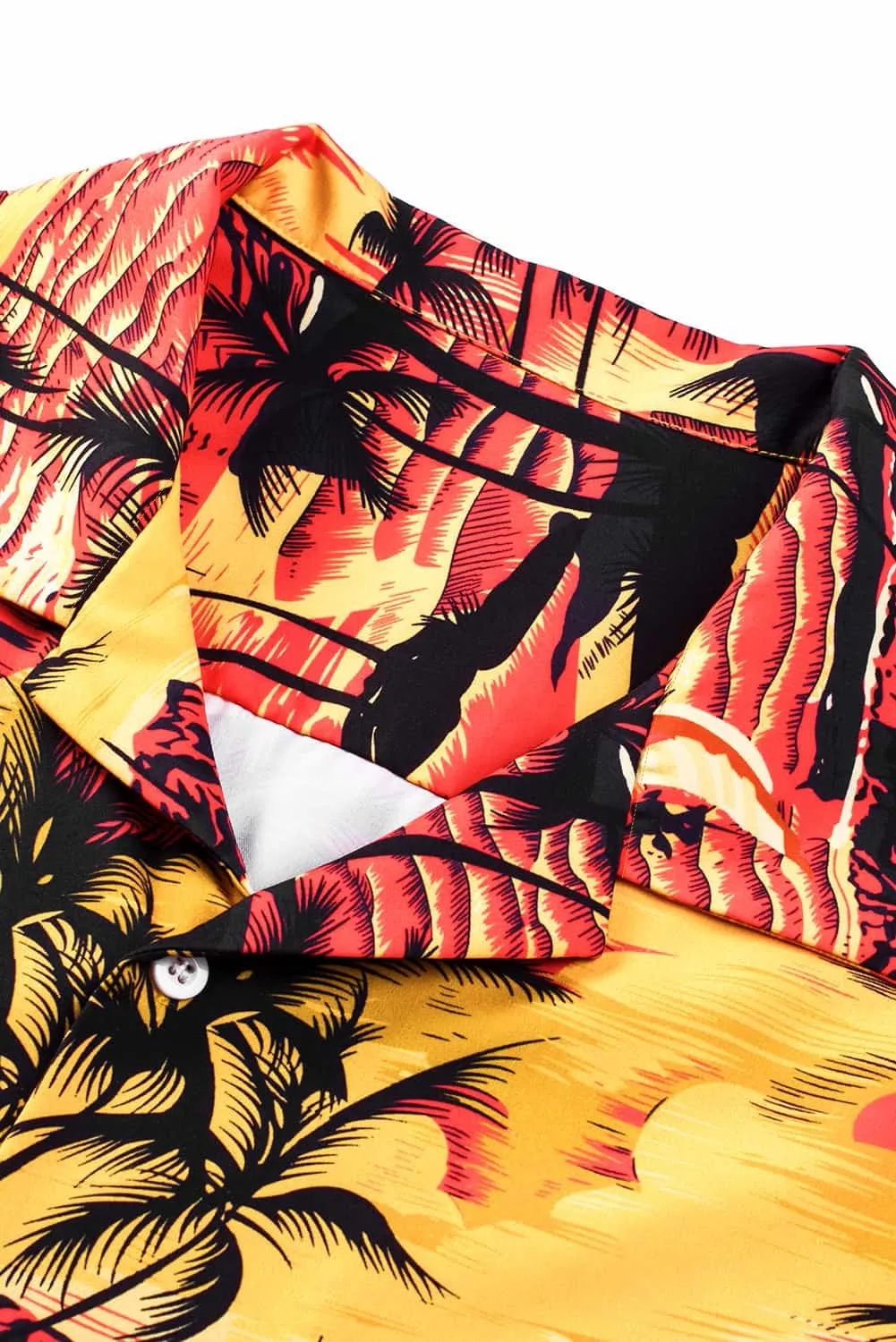 Floral Scenery Pattern Print Buttons Short Sleeve Men's Shirt