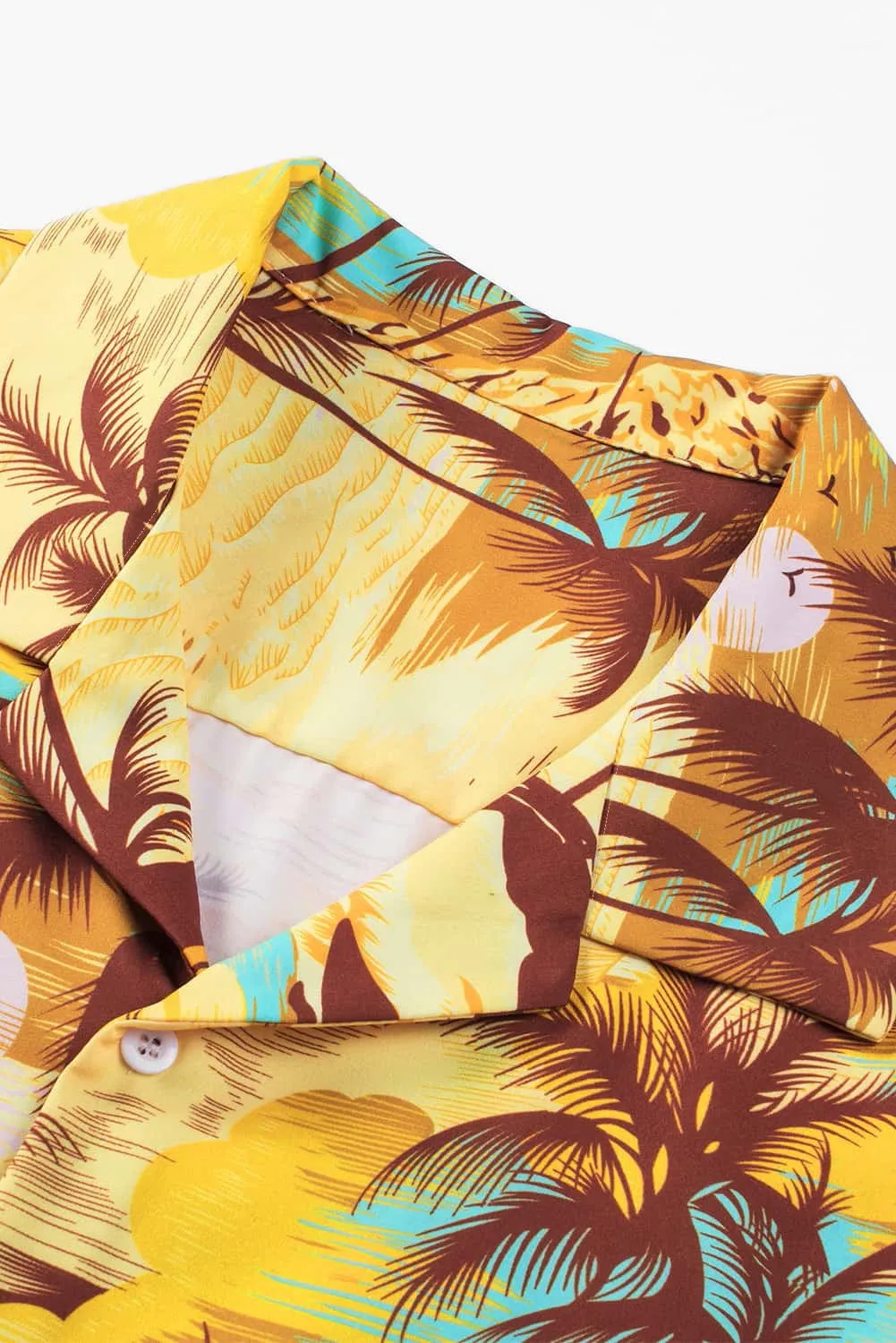 Floral Scenery Pattern Print Buttons Short Sleeve Men's Shirt
