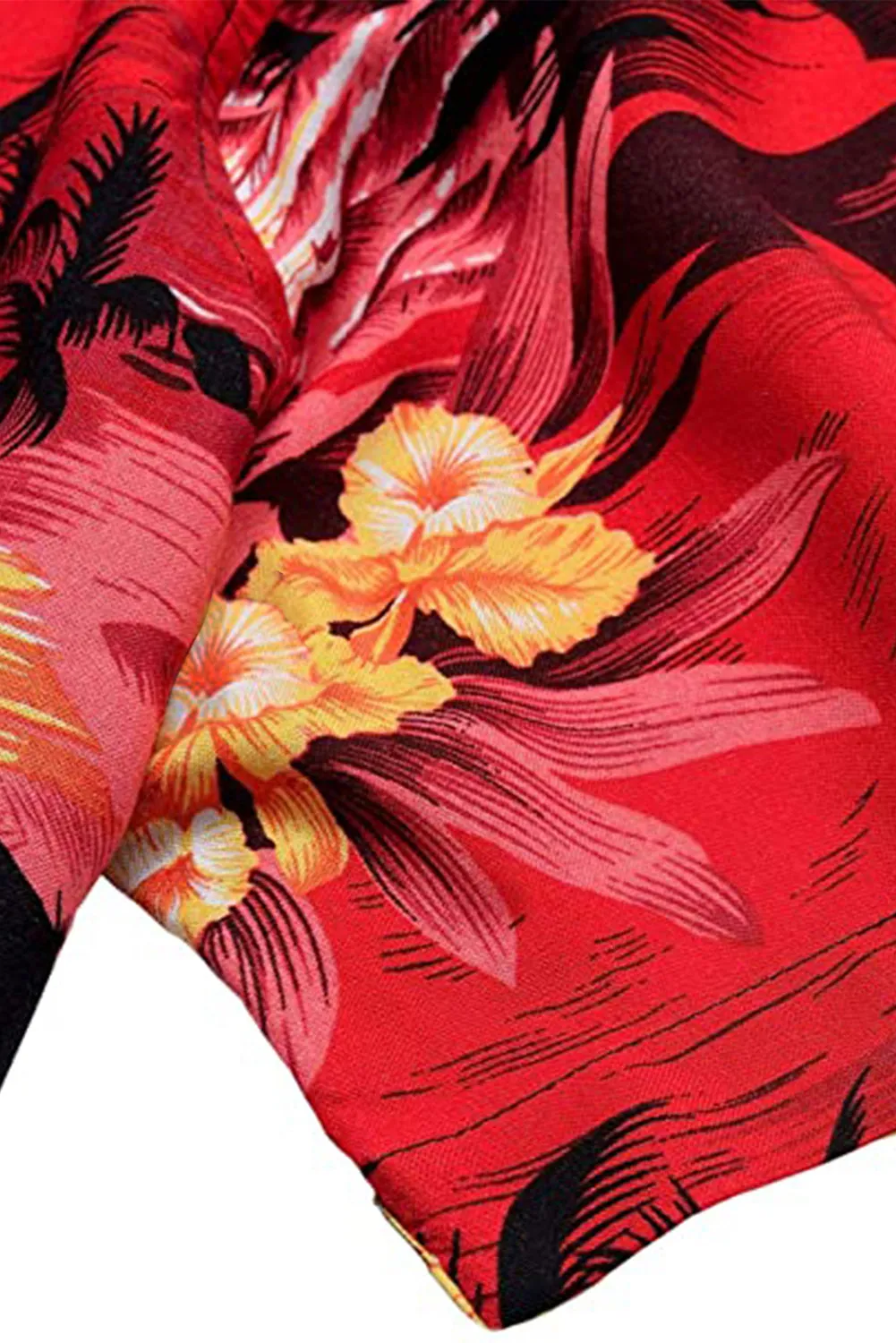 Floral Scenery Pattern Print Buttons Short Sleeve Men's Shirt