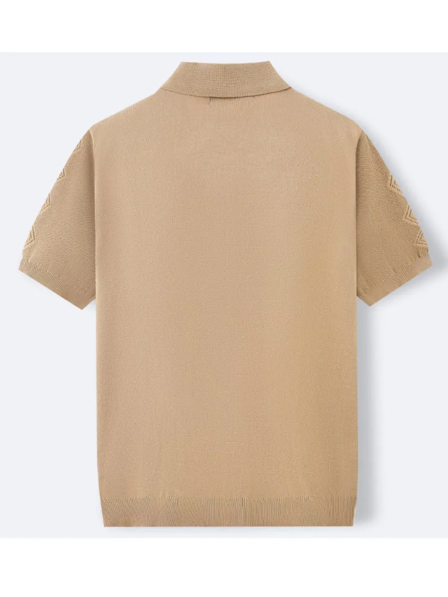 Geometric Half Zip Knit Polo