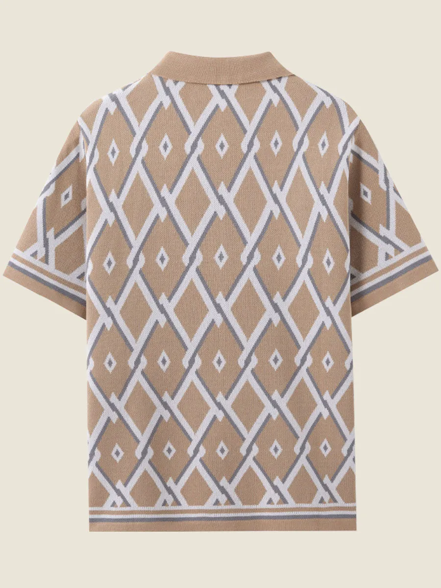 Geometric Knit Polo Shirt